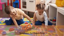  Presentation with kids playing - Slide deck consisting of two-kids-playing-with-cars background and a coral colored foreground