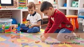  Presentation with maths - Presentation enhanced with two-kids-playing-with-construction background and a coral colored foreground