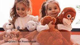  Presentation with kids playing - Slide deck enhanced with two-kids-playing-with-dolls background and a coral colored foreground