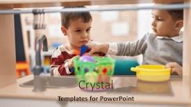  Presentation with kids playing - Presentation design enhanced with two-kids-playing-with-play background and a  colored foreground