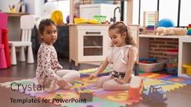  Presentation with xylophone - Slide deck with two-kids-playing-xylophone-sitting background and a coral colored foreground