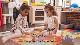  Presentation with xylophone - PPT theme having two-kids-playing-xylophone-sitting background and a coral colored foreground