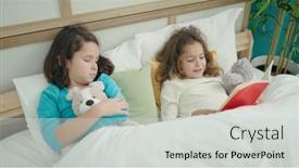  Presentation with kids reading book - PPT layouts featuring two-kids-reading-story-book background and a light gray colored foreground