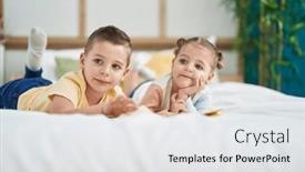  Presentation with kids reading book - PPT theme enhanced with two-kids-reading-story-book background and a white colored foreground
