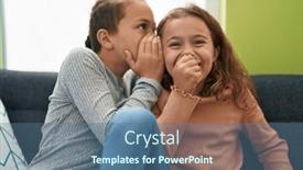  Presentation with secret - Slides featuring two-kids-telling-secret-sitting background and a  colored foreground