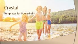  Presentation with happy kids at indoor playground - Presentation theme consisting of two kids while bathing background and a cream colored foreground