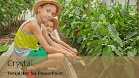  Presentation with greenhouse farm - Presentation featuring two-kids background and a coral colored foreground