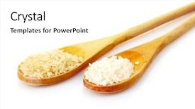  Presentation with rice - Slide deck featuring two kinds of rice in spoons background and a white colored foreground