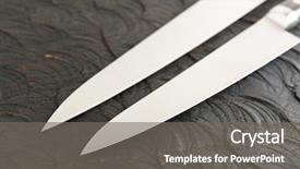  Presentation with knives - Slides enhanced with two kitchen knives on black background and a gray colored foreground