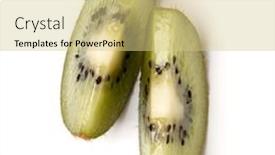  Presentation with kiwi fruit - PPT theme enhanced with two-kiwi-fruit-slices-isolated background and a soft green colored foreground
