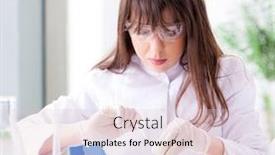  Presentation with testing - Audience pleasing presentation theme consisting of two lab doctor testing food products backdrop and a lemonade colored foreground