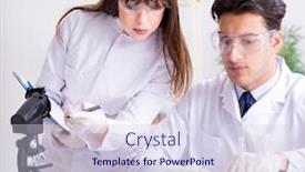  Presentation with testing - Slides featuring two-lab-doctor-testing-food background and a sky blue colored foreground