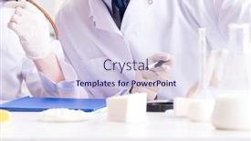  Presentation with testing - Audience pleasing PPT theme consisting of two-lab-doctor-testing-food backdrop and a sky blue colored foreground