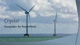  Presentation with wind turbines - Beautiful PPT layouts featuring two-large-wind-turbines backdrop and a light blue colored foreground