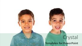  Presentation with children - Cool new slide deck with two-latin-children-isolated backdrop and a seafoam green colored foreground