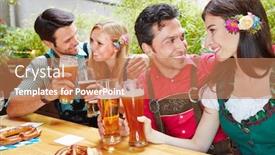  Presentation with beer garden - Amazing presentation having two-laughing-couples-drink-beer backdrop and a coral colored foreground