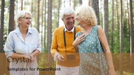  Presentation with talk - Beautiful PPT theme featuring man having talk while backdrop and a coral colored foreground