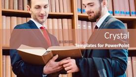  Presentation with law firm - Amazing PPT layouts having two-lawyers-in-the-law backdrop and a coral colored foreground