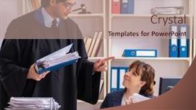  Presentation with office - Slide set consisting of two-lawyers-working background and a coral colored foreground