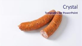  Presentation with grilling - Audience pleasing PPT theme consisting of two legs of pork grilling sausage backdrop and a sky blue colored foreground
