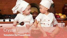  Presentation with babies - Beautiful slides featuring baby chef - two little babies backdrop and a coral colored foreground