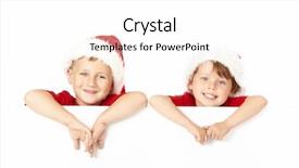  Presentation with lean - Theme enhanced with two little boys in caps of santa lean against the blank banner isolated background and a white colored foreground