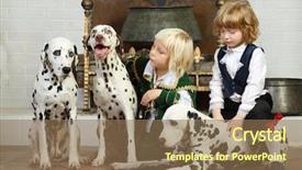  Presentation with boys scouts - Presentation theme consisting of two little boys in medieval background and a coral colored foreground