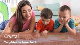  Presentation with nanny - Presentation theme featuring two little boys reading book background and a red colored foreground