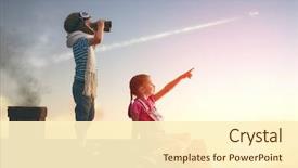  Presentation with children playing - Colorful presentation enhanced with two little children playing backdrop and a cream colored foreground