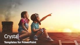  Presentation with kids playing - Beautiful theme featuring two little children playing backdrop and a tawny brown colored foreground