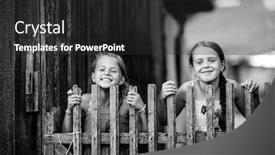  Presentation with look - PPT theme with two-little-cute-girlfriends-look background and a dark gray colored foreground