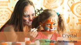  Presentation with two cute sisters playing - Theme featuring two-little-cute-sisters-playing background and a coral colored foreground