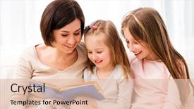  Presentation with children reading - Presentation design featuring two little daughters reading children background and a lemonade colored foreground