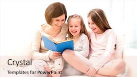  Presentation with children reading - Theme having two little daughters reading children background and a lemonade colored foreground