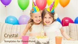  Presentation with retirement party invitation 65th birthday - Slides with two little girls at birthday background and a lemonade colored foreground