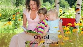  Presentation with helping others two hands woman - Cool new PPT theme with two little girls in garden backdrop and a  colored foreground