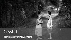  Presentation with black girls - Amazing presentation design having two-little-girls backdrop and a dark gray colored foreground