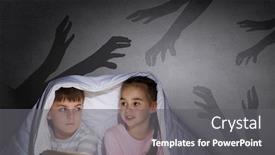  Presentation with kids reading book - Presentation having two-little-kids-reading-book background and a gray colored foreground