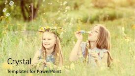  Presentation with fun - PPT layouts enhanced with two little sisters having fun background and a blonde colored foreground