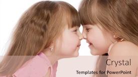  Presentation with two cute sisters playing - Cool new presentation with two-little-sisters-laughing-isolated backdrop and a coral colored foreground