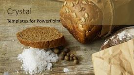  Presentation with table salt - Presentation with two-loaves-of-bread-packed background and a gold colored foreground