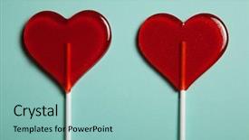  Presentation with christmas candy - Slide set consisting of two lollipops red hearts candy background and a light blue colored foreground