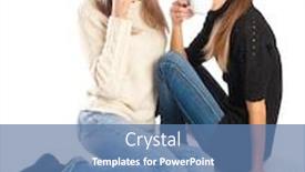  Presentation with coffee chocolate - Presentation theme having two lovely friends having coffee with chocolate background and a teal colored foreground