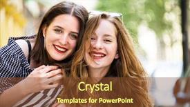  Presentation with fun - Audience pleasing theme consisting of two lovely young woman having backdrop and a tawny brown colored foreground