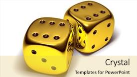  Presentation with white gold - Cool new theme with two lucky gold dice isolated backdrop and a  colored foreground
