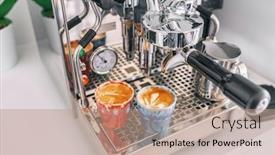  Presentation with shots - Slides having two-macchiato-shots-in-espresso background and a coral colored foreground