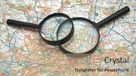  Presentation with glasses - PPT theme enhanced with two magnifying glasses background and a coral colored foreground