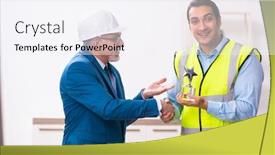  Presentation with architects - Audience pleasing slides consisting of two-male-architects-working backdrop and a sky blue colored foreground