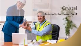  Presentation with architects - Cool new PPT theme with two-male-architects-working backdrop and a soft green colored foreground