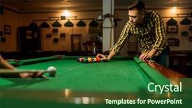  Presentation with billiard - Slide deck featuring two male billiard players leisures background and a forest green colored foreground